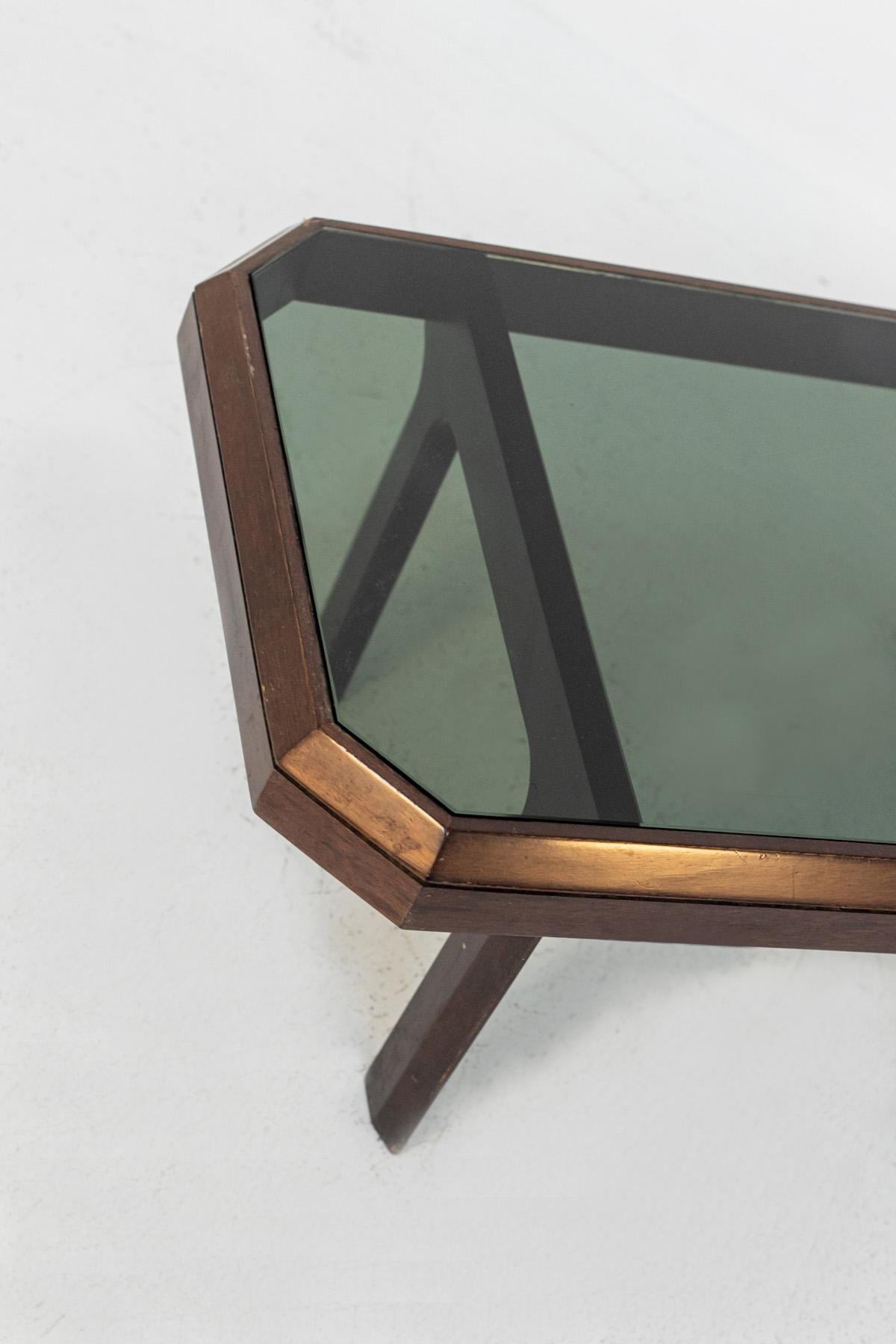 Italian Coffee Table in Wood and Dark Glass 7