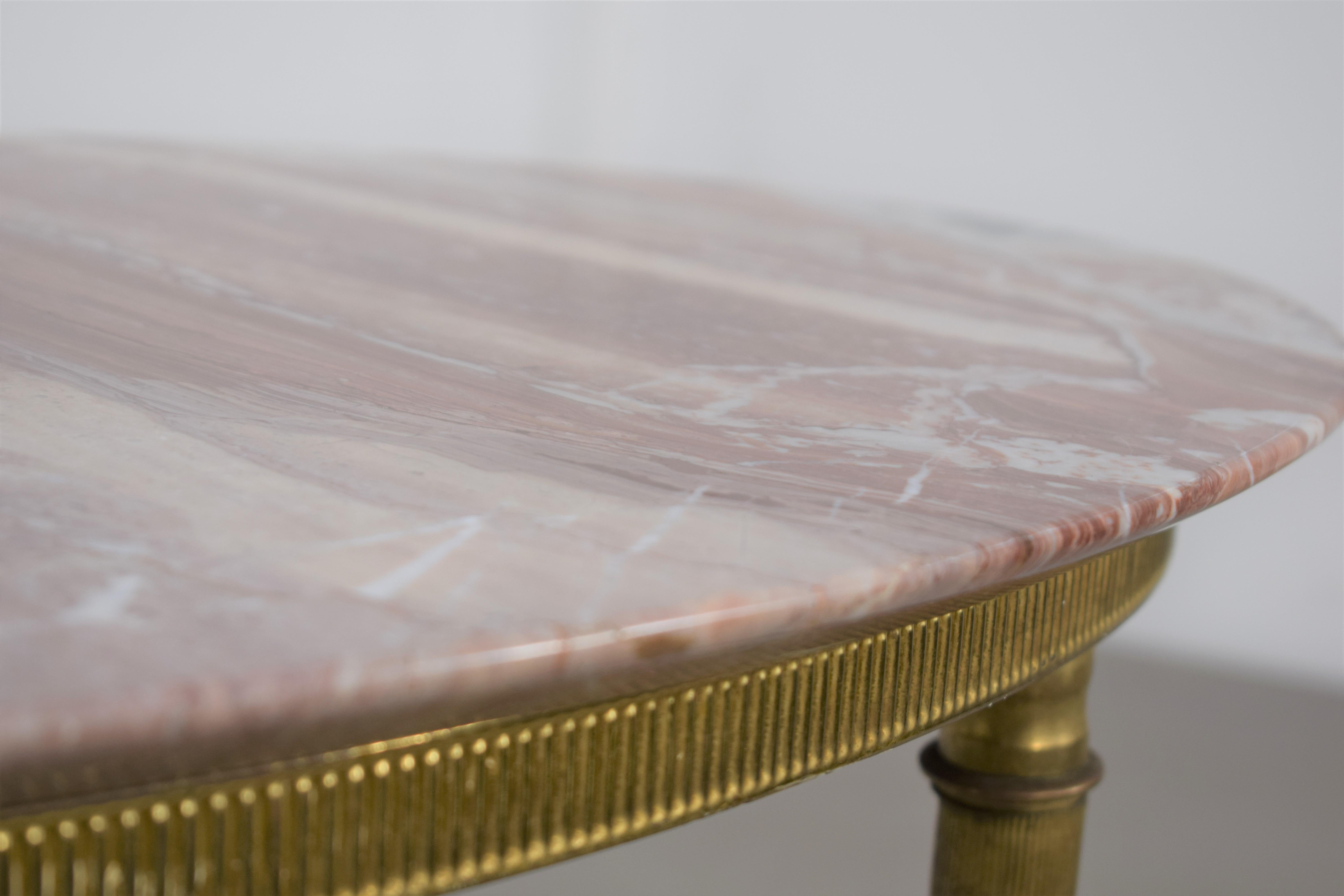 Italian Coffee Table, Marble and Brass, 1960s For Sale 1