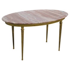 Italian Coffee Table, Marble and Brass, 1960s