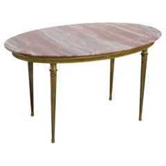 Table basse italienne, marbre et laiton, années 1960