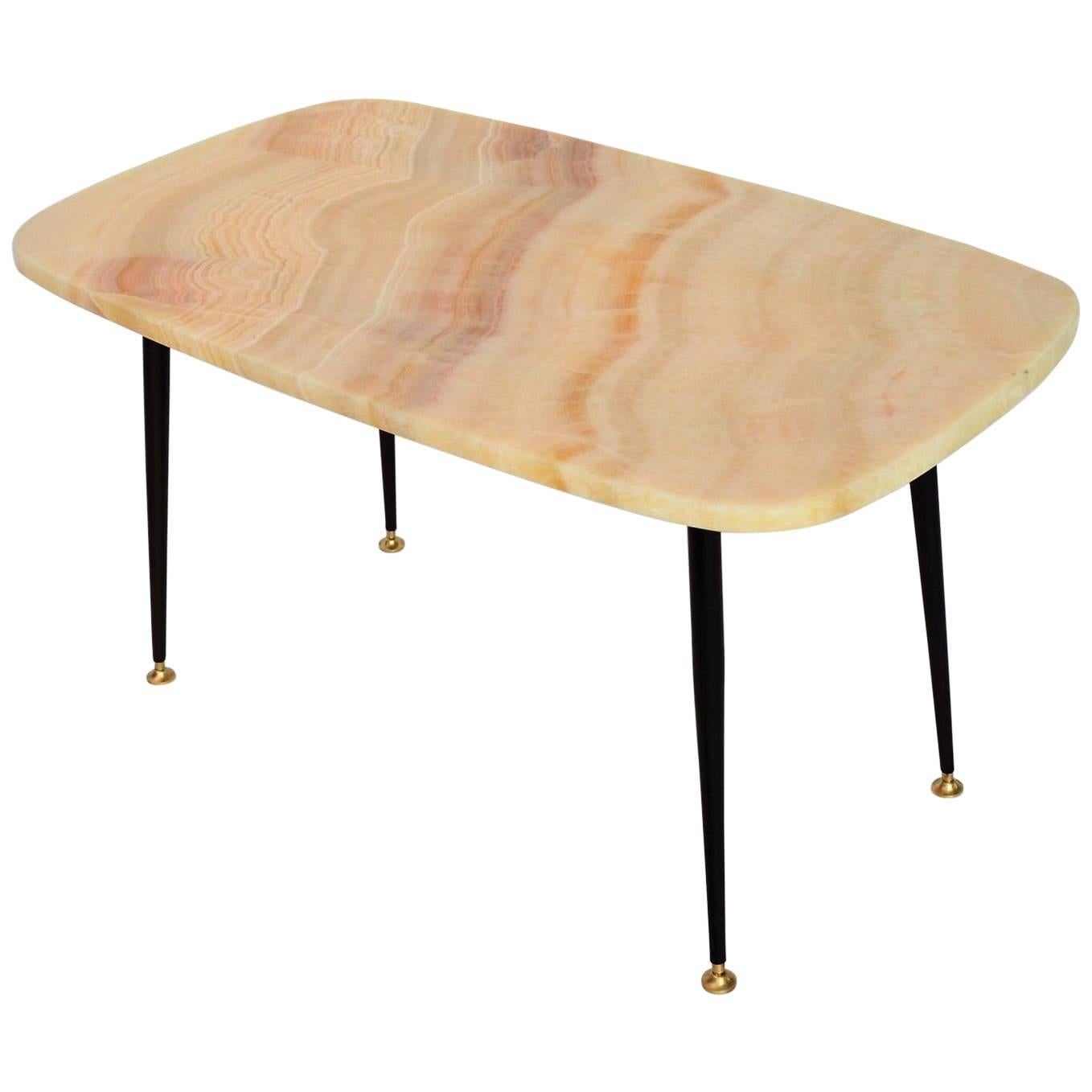 Italian Coffee Table or Side Table with Pink Marble Top, 1950s