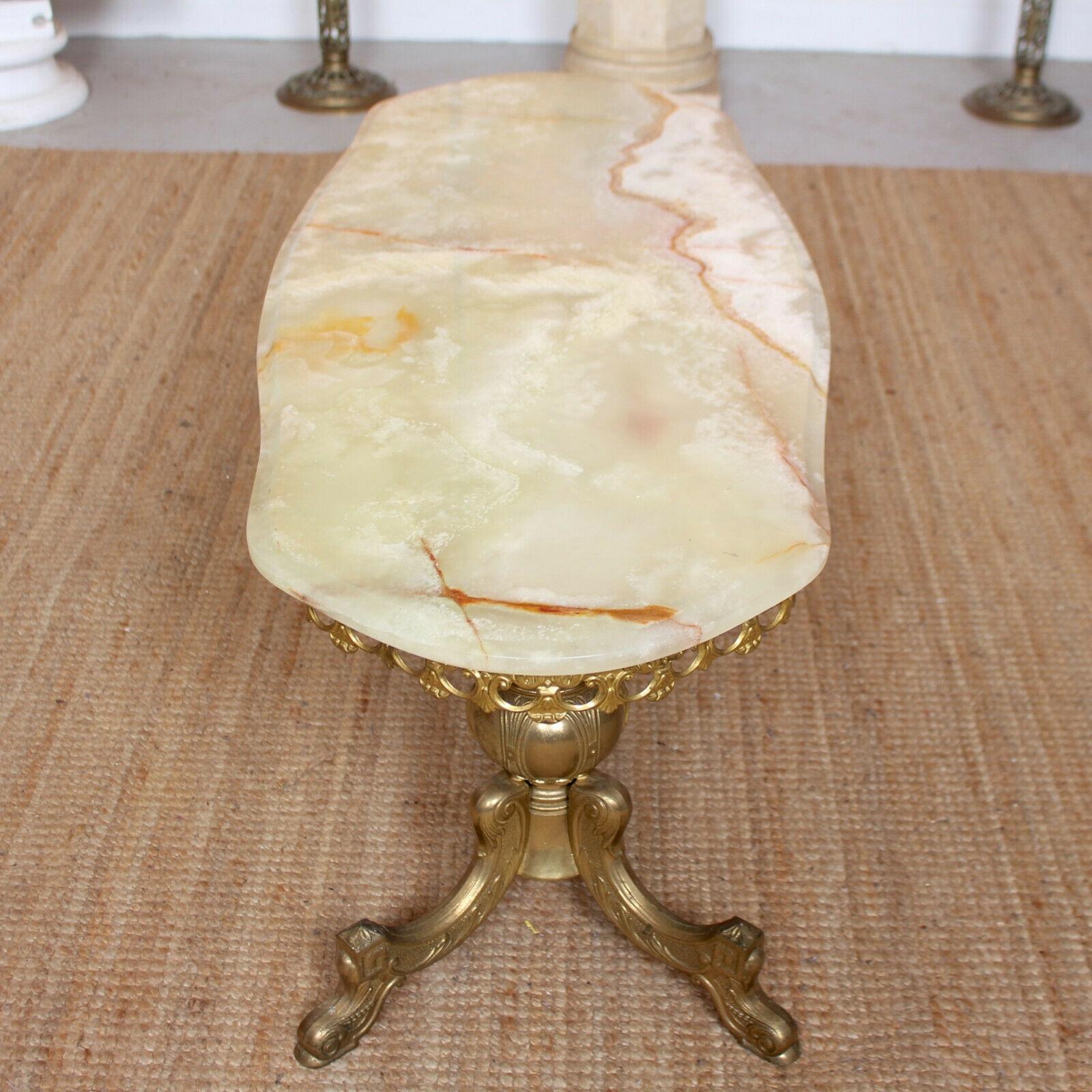 Italian Coffee Table Rococo Onyx Marble Brass Vintage 2