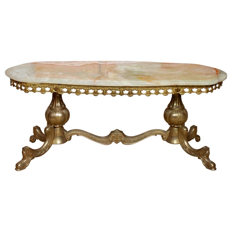 Italian Coffee Table Rococo Onyx Marble Brass Vintage At 1stdibs Italian Coffee Table Rococo Onyx Marble, Italian Marble Coffee Table Vintage