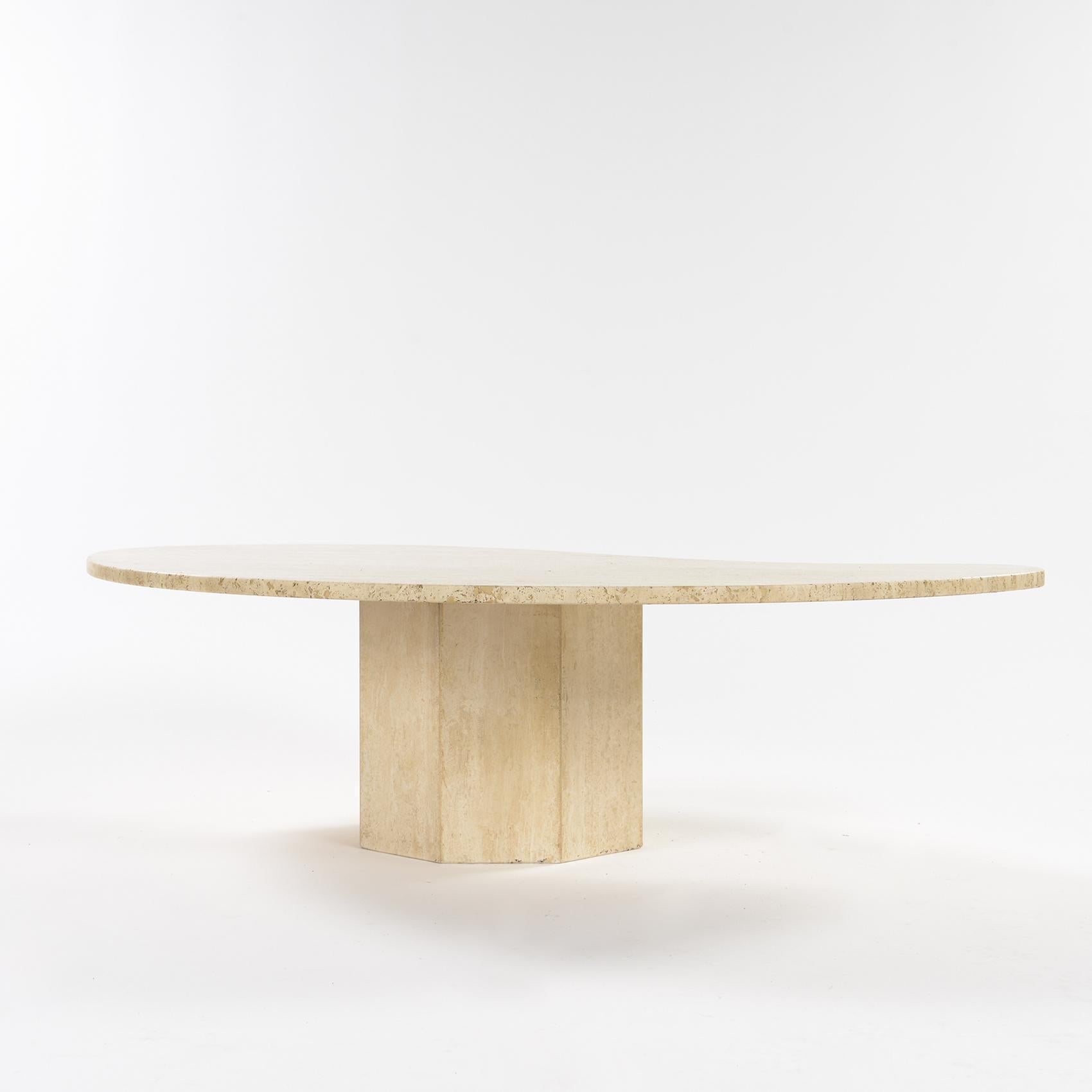 Italian Coffee Travertine Table in Two Parts, 1970 1