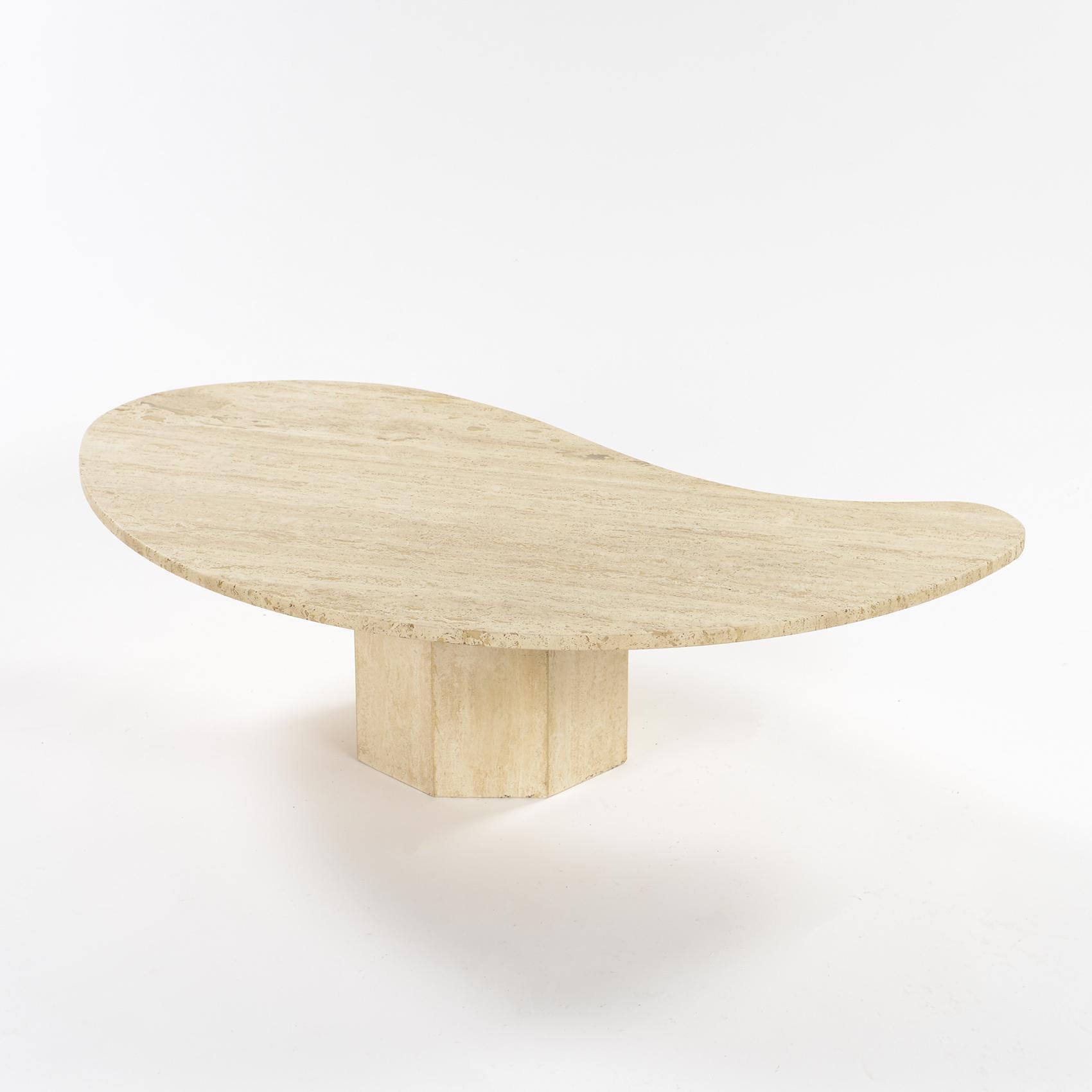 Italian Coffee Travertine Table in Two Parts, 1970 4