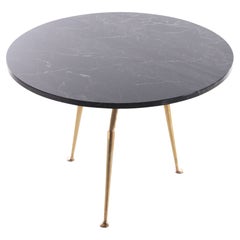 Italian Coffee Table with Golden Brass Base, 1960s Italian Coffee Table with Golden Brass Base, 1960s