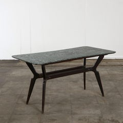 Italian Coffee Table with Green Marble Top in the style of Gio Ponti, 1950s