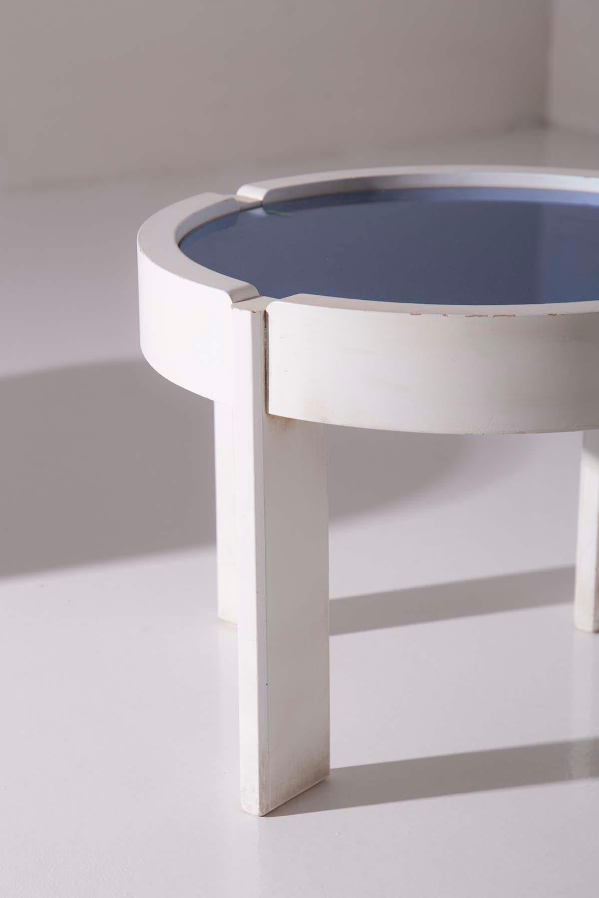 Fin du 20e siècle Tables basses italiennes en bois et verre bleu en vente