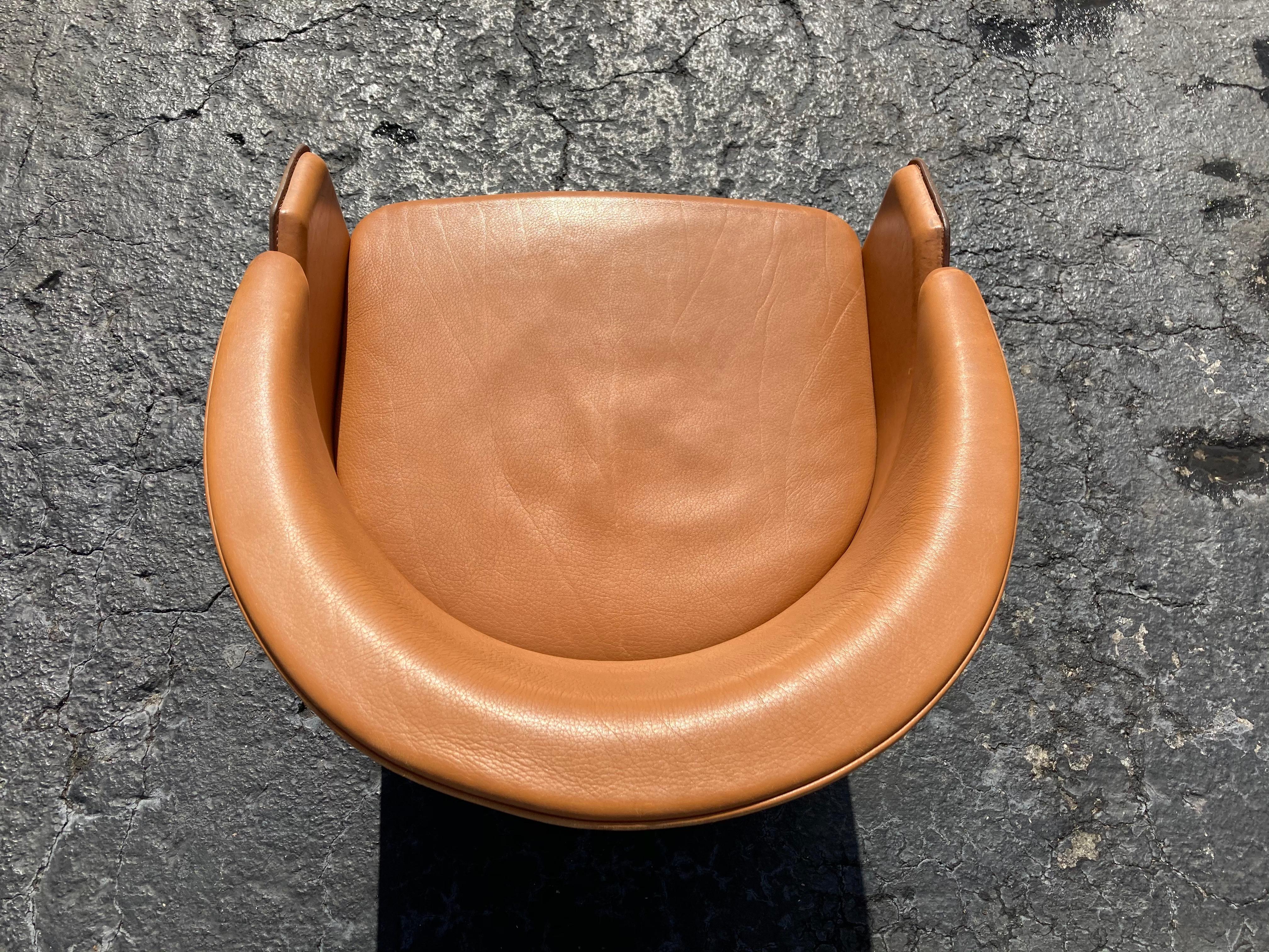 Modern Italian Cognac Leather Armchairs