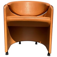 Italian Cognac Leather Armchairs