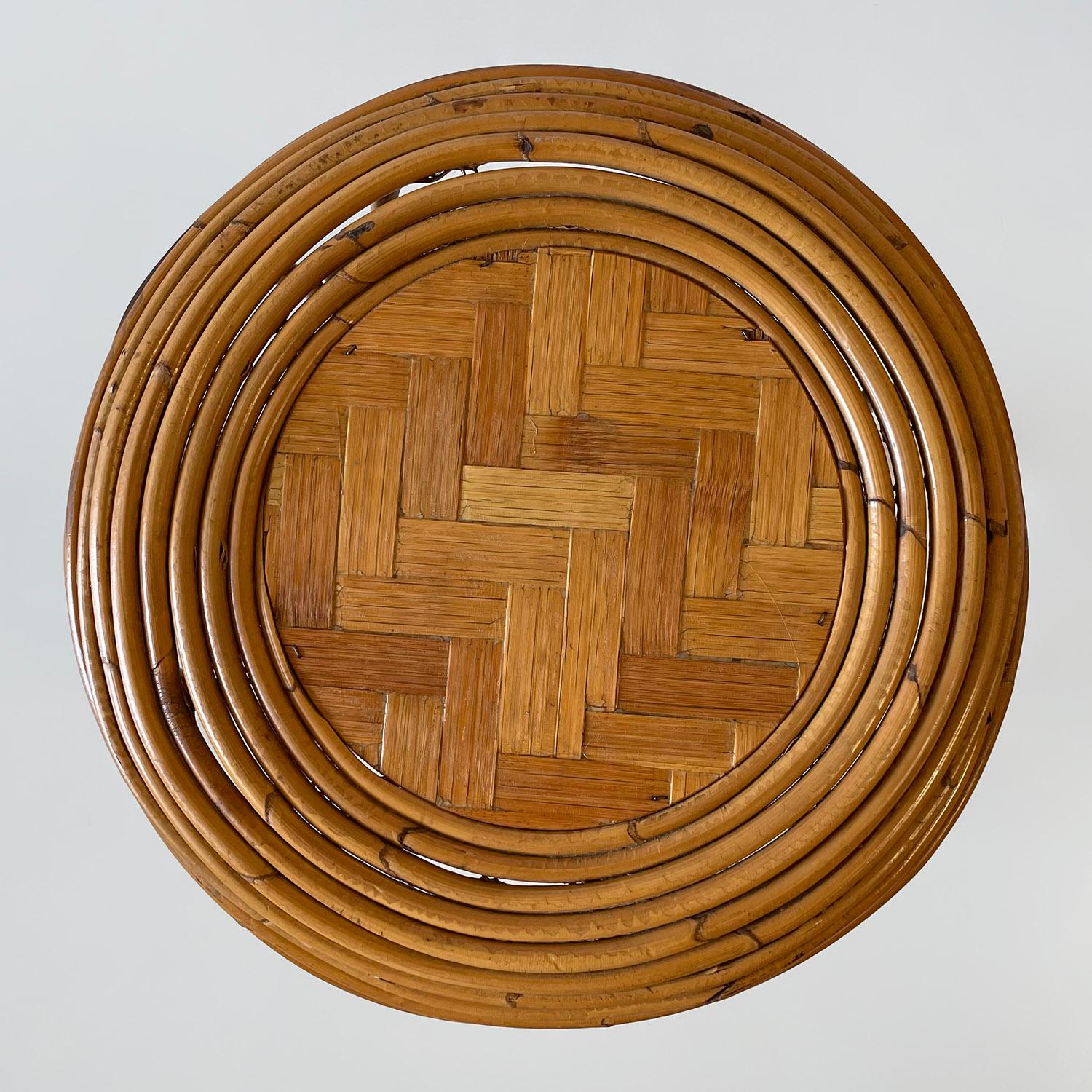 Italian Coiled Bamboo & Rattan Side Table 3