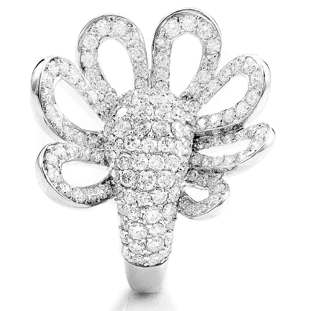 Imaginatively designed and lavishly decorated, this spectacular ring boasts attractive, extravagant appearance. The body is splendidly crafted from 18K white gold and it?s set with 3.80 carats of sparkly diamonds.
