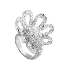 Italian Collection 18 Karat White Gold Diamond Pave Flower Ring