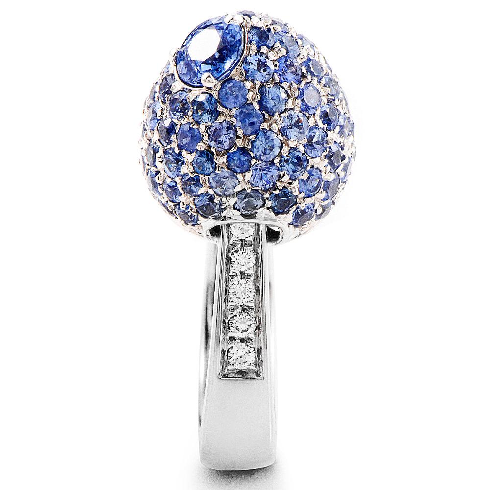 Women's Italian Collection 18 Karat White Gold Sapphire and Diamond Ring