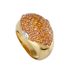 Italian Collection 18k Yellow and White Gold Diamond and Orange Sapphire Pave