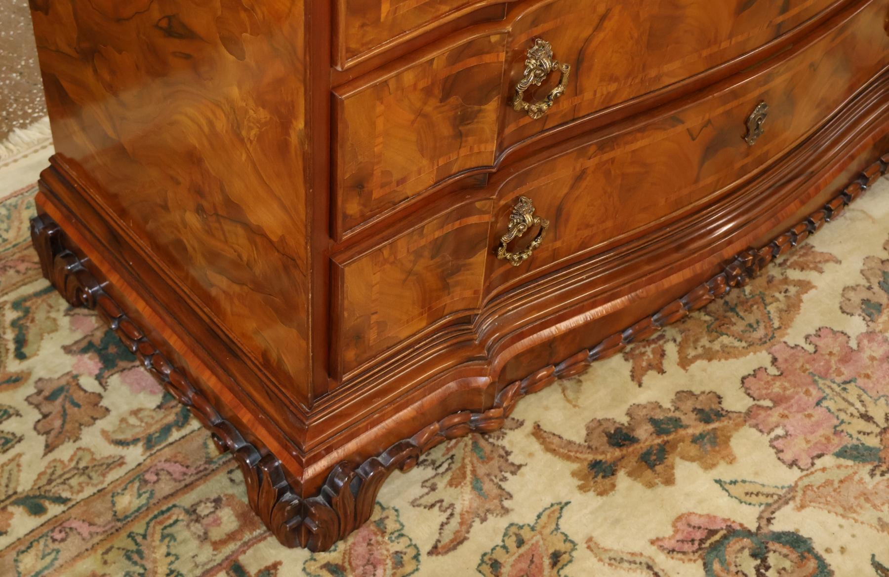 Italian Colombo Mobili Baroque Style Burl Walnut Fitted Interior Secretary Desk For Sale 13