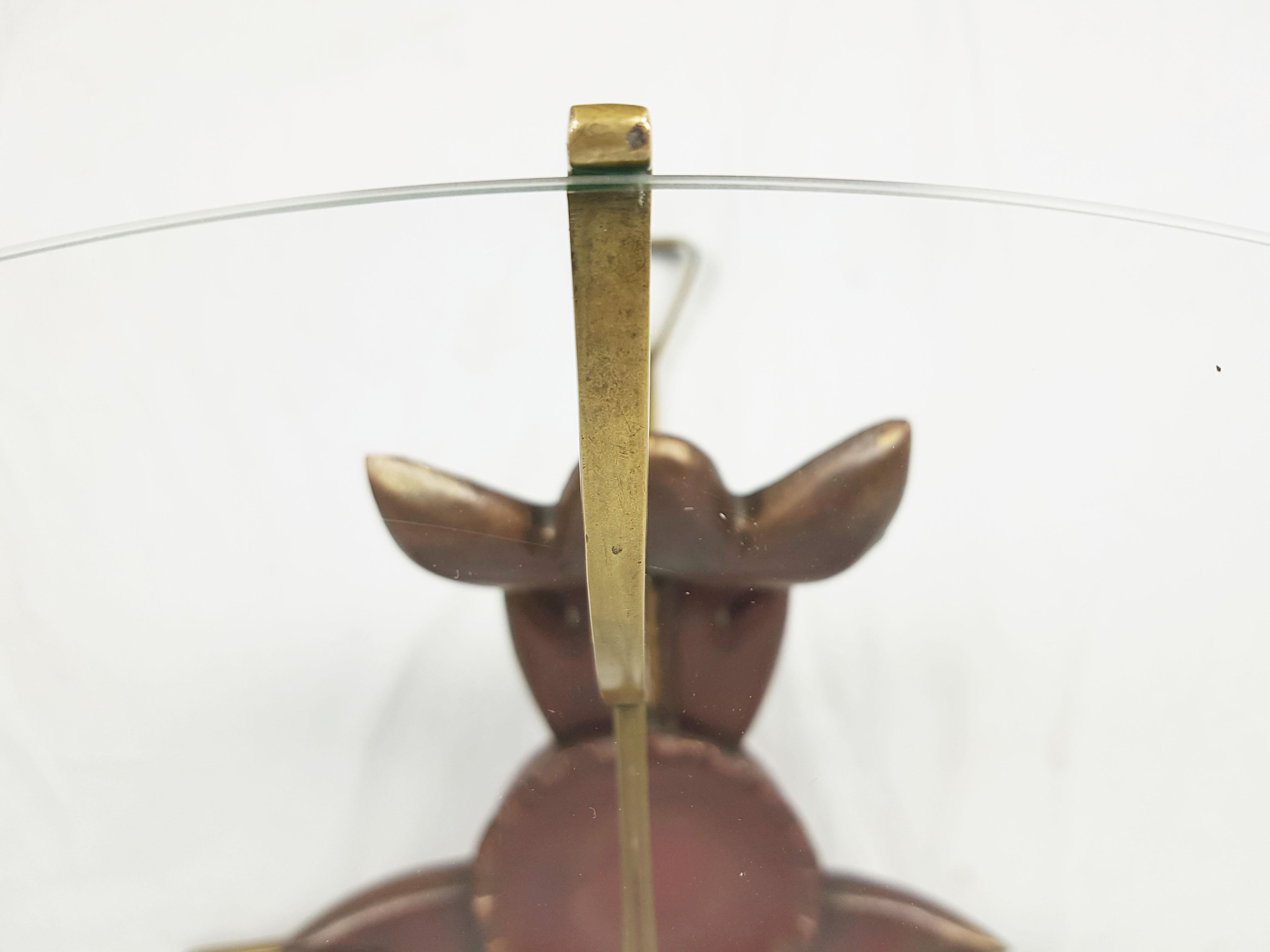 Italian colored & gilded wood, brass & glass Mid Century Modern coffee table For Sale 2