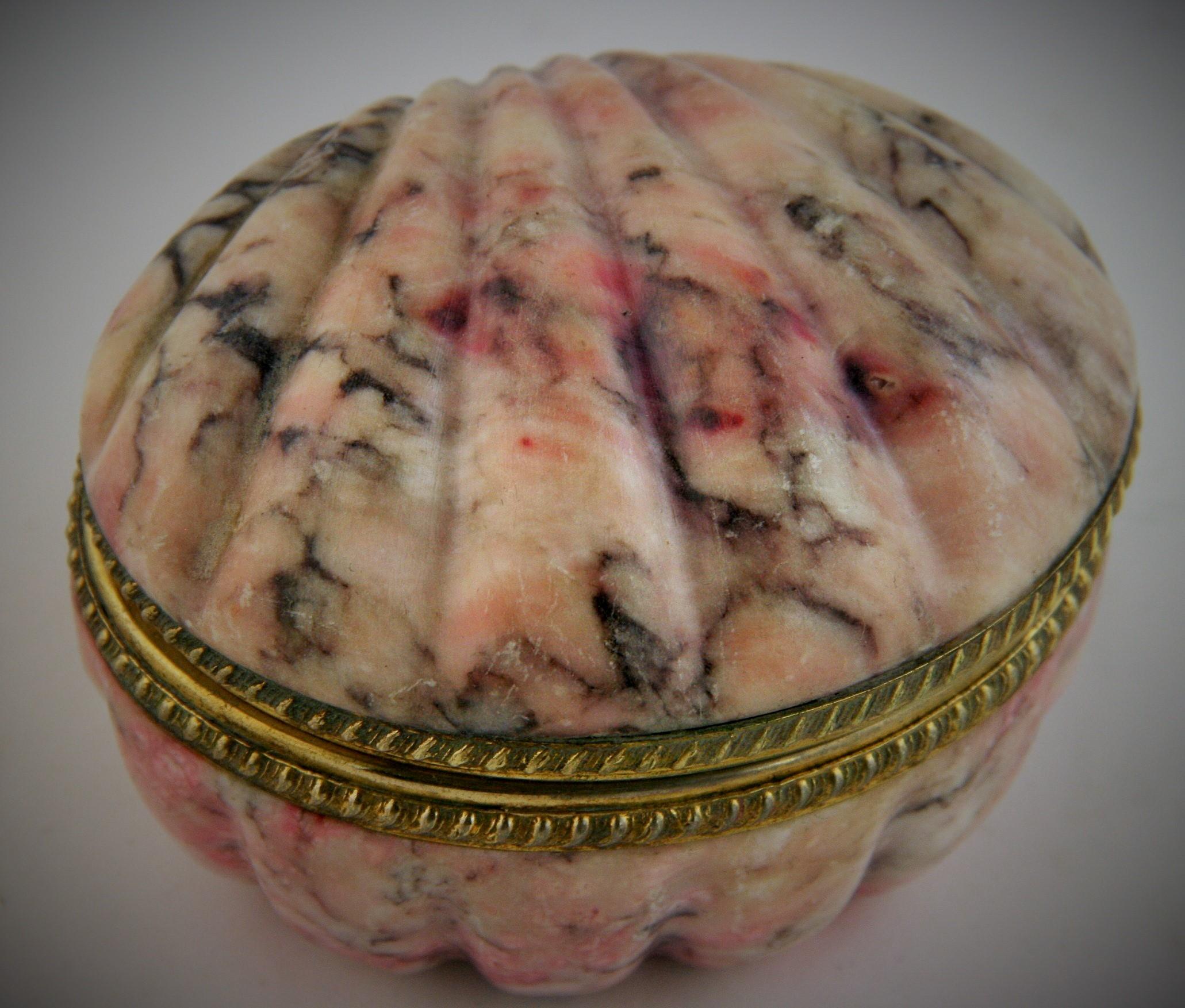 Early 20th Century Italian Colored Marble Shell Box, circa 1920