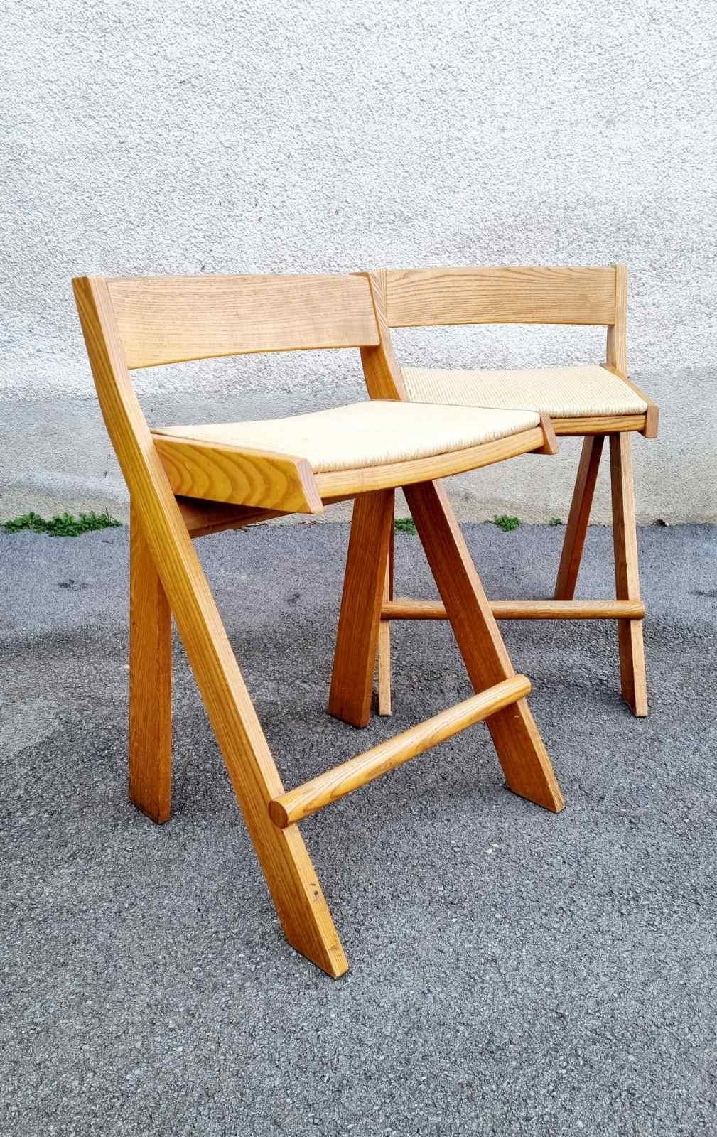 Italian Compass Counter or Bar Stools in the style of Le Corbusier, Italy 70s For Sale 2