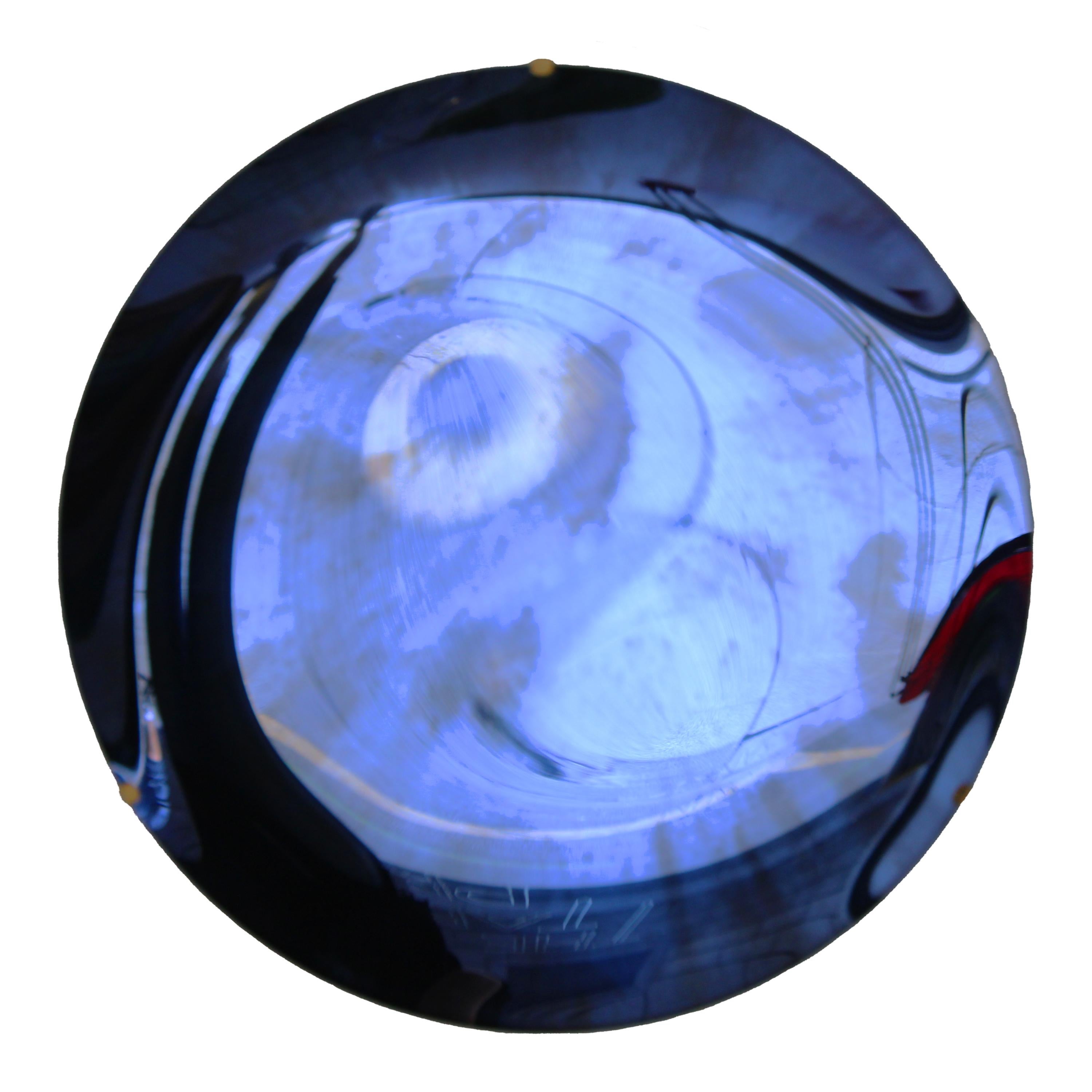 Italian Concave Blue Murano Glass Mirror with Brass Details, 2022 (21. Jahrhundert und zeitgenössisch) im Angebot