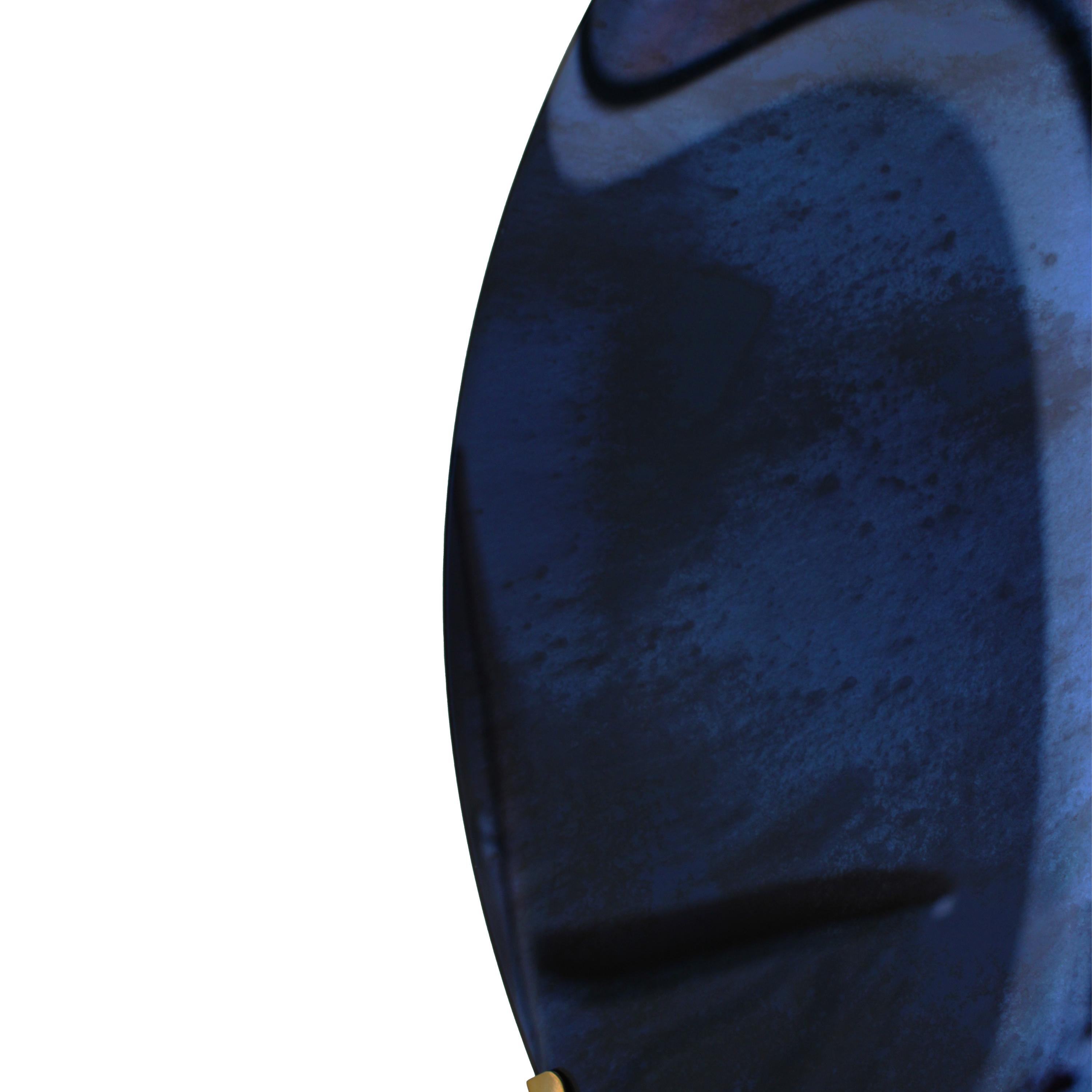 Italian Concave Blue Murano Glass Mirror with Brass Details, 2022 im Angebot 1