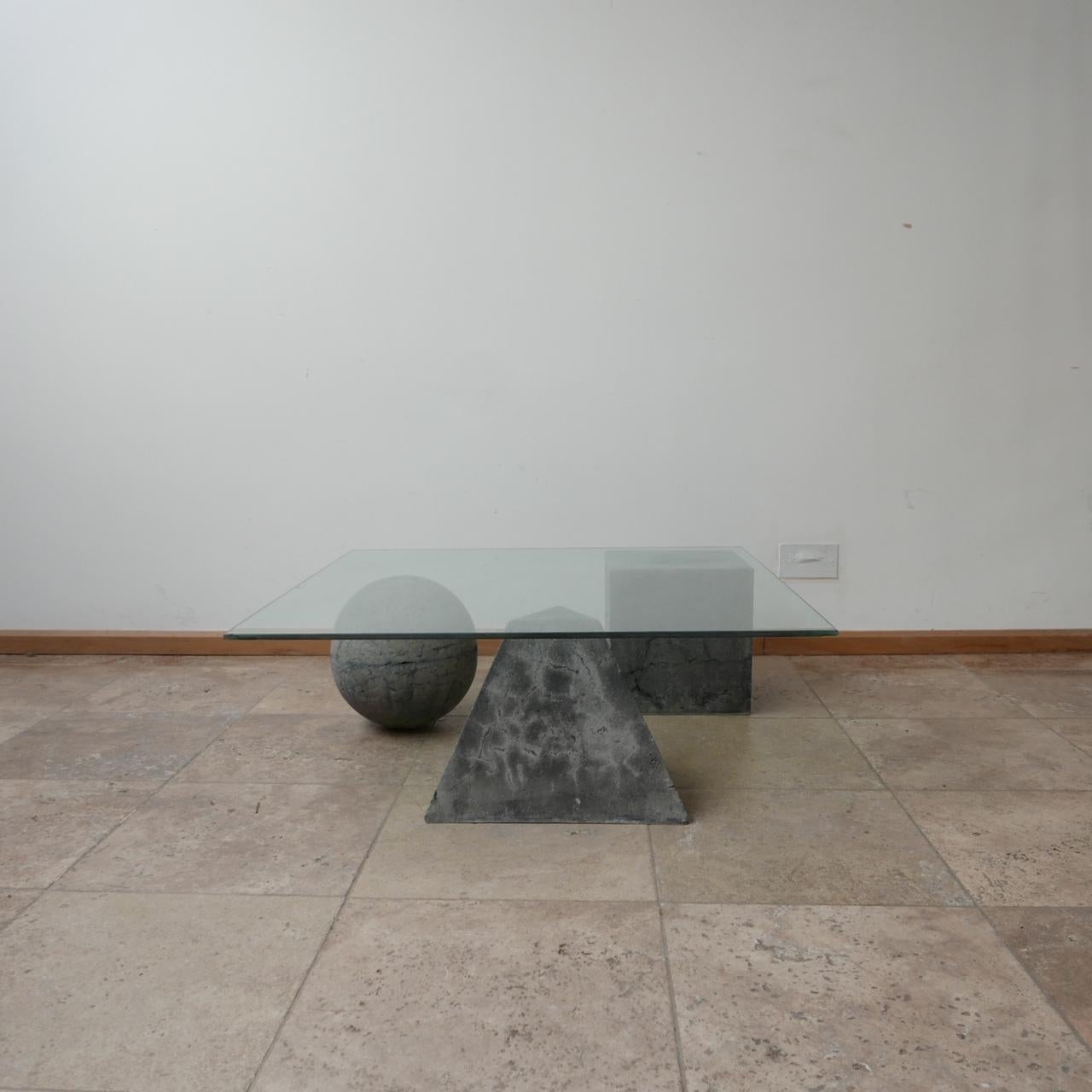 Italian Concrete Mid-Century Vignelli Style Coffee Table For Sale 8