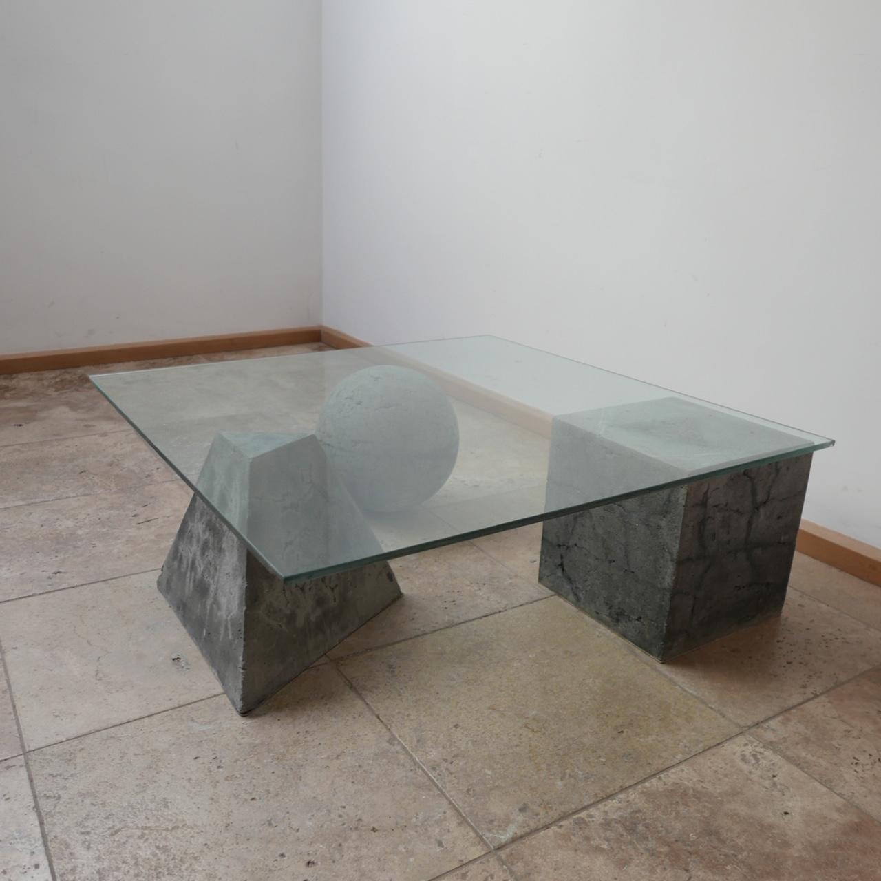 Italian Concrete Mid-Century Vignelli Style Coffee Table In Good Condition For Sale In London, GB