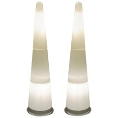 Italian Cone Glass Floor Lamp, a Pair Available