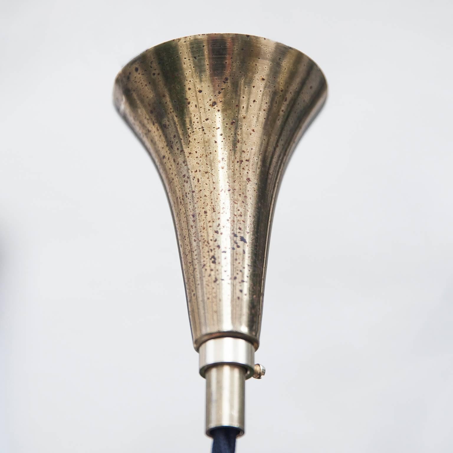 Italian Cone Grey Brass Pendant Lamp Stilnovo, 1950s In Good Condition For Sale In Munich, DE