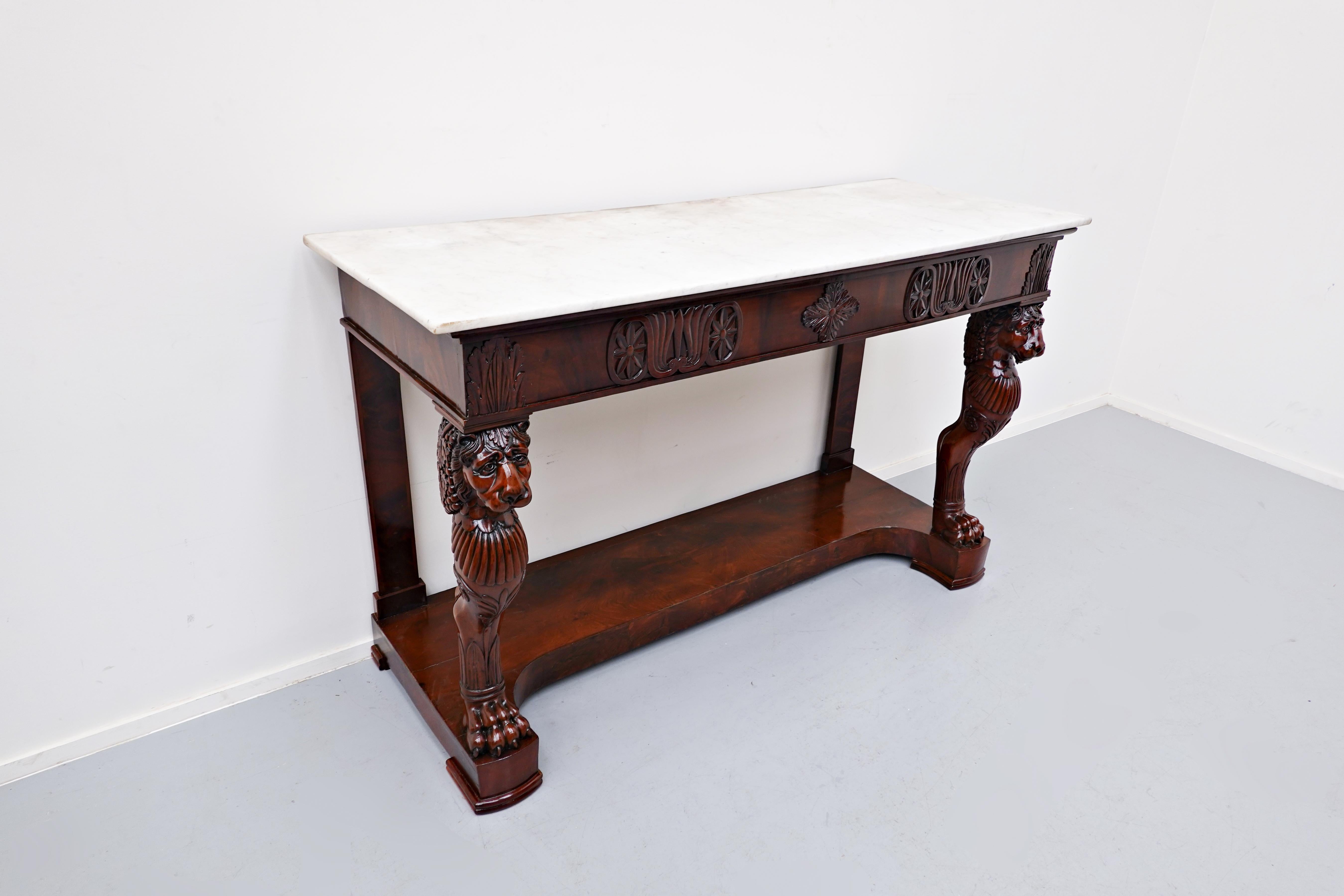 19th Century Large Italian Console, Empire, Mahogany