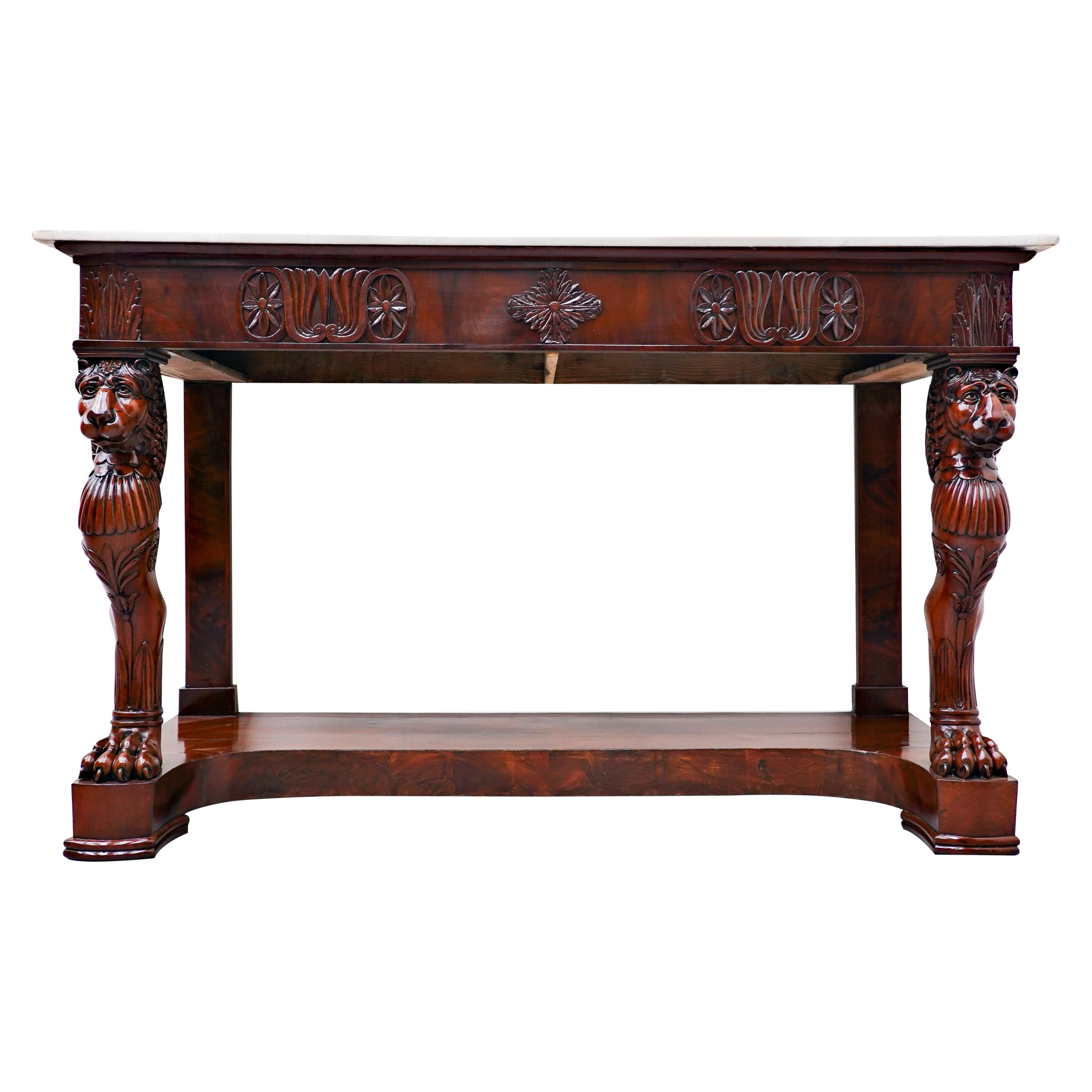 Large Italian Console, Empire, Mahogany