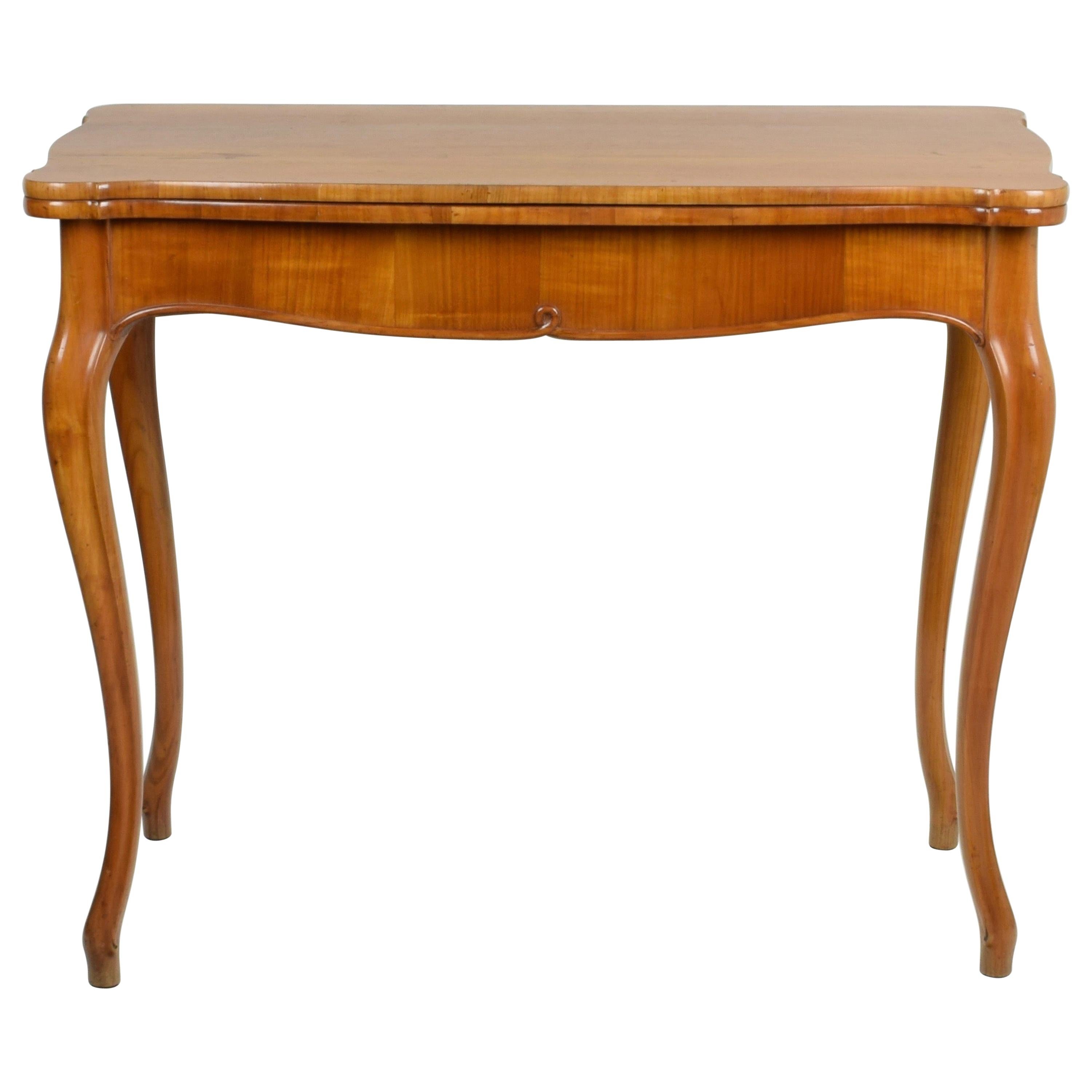 Italian Console Game Table in Cherry Wood, Mid-19th Century For Sale