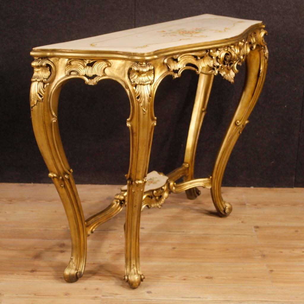 Italian Console in Lacquered, Gilded and Painted Wood from 20th Century 2