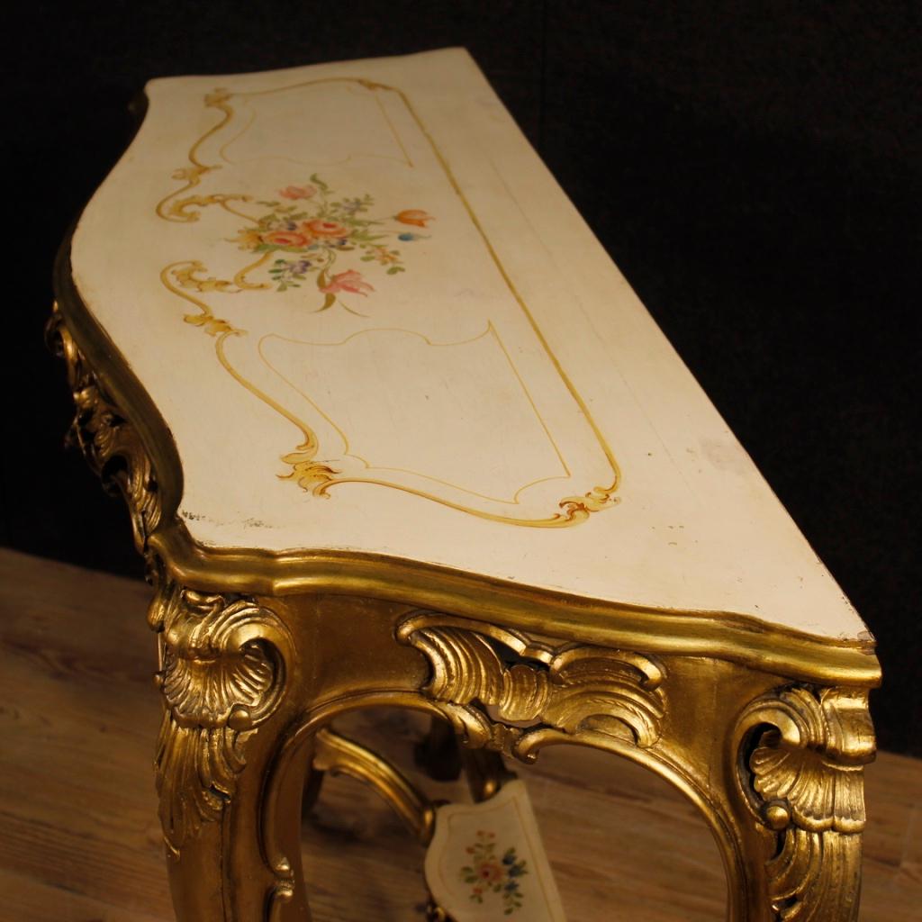 Italian Console in Lacquered, Gilded and Painted Wood from 20th Century 4