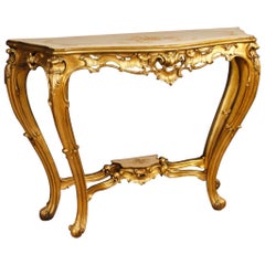 Italian Console in Lacquered, Gilded and Painted Wood from 20th Century