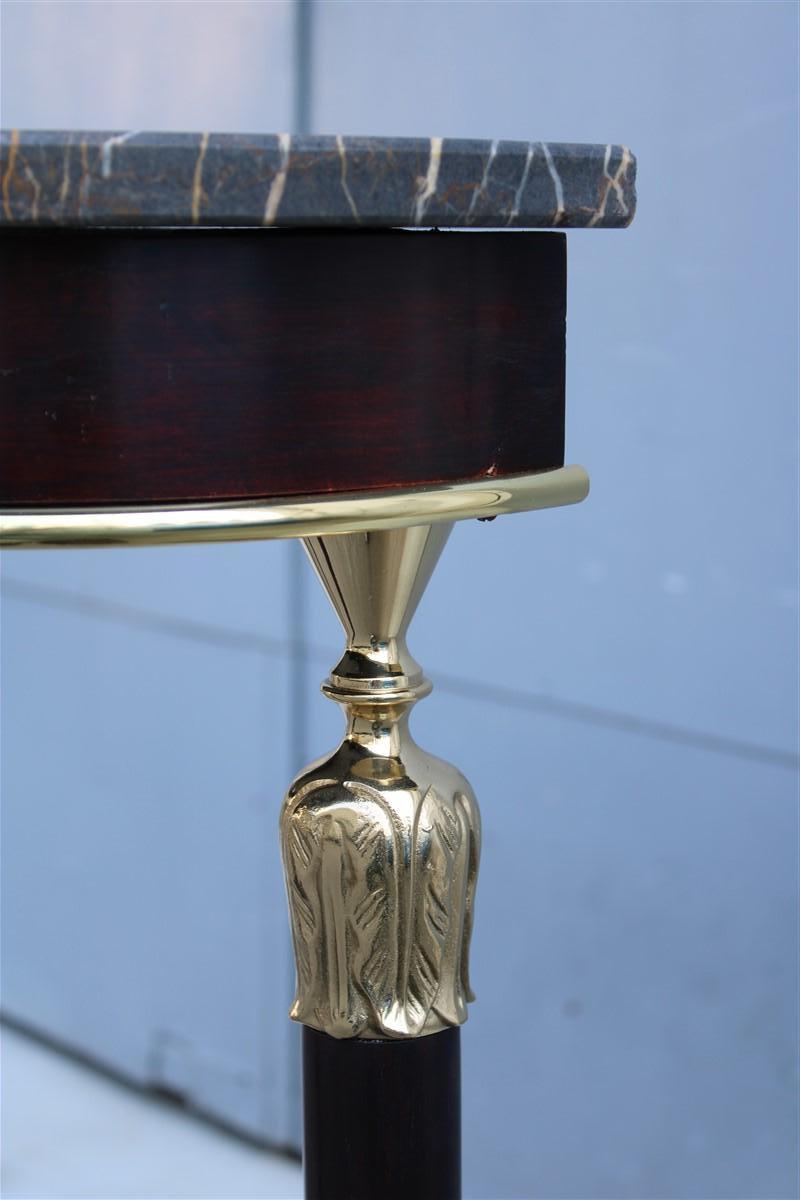 Italian Console in Mahogany Brass and Portoro Black and Gold Marble Paolo Buffa  For Sale 3