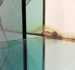 Italian Console Mirror With Decorative Panel, Engraved Crystal, 1960s