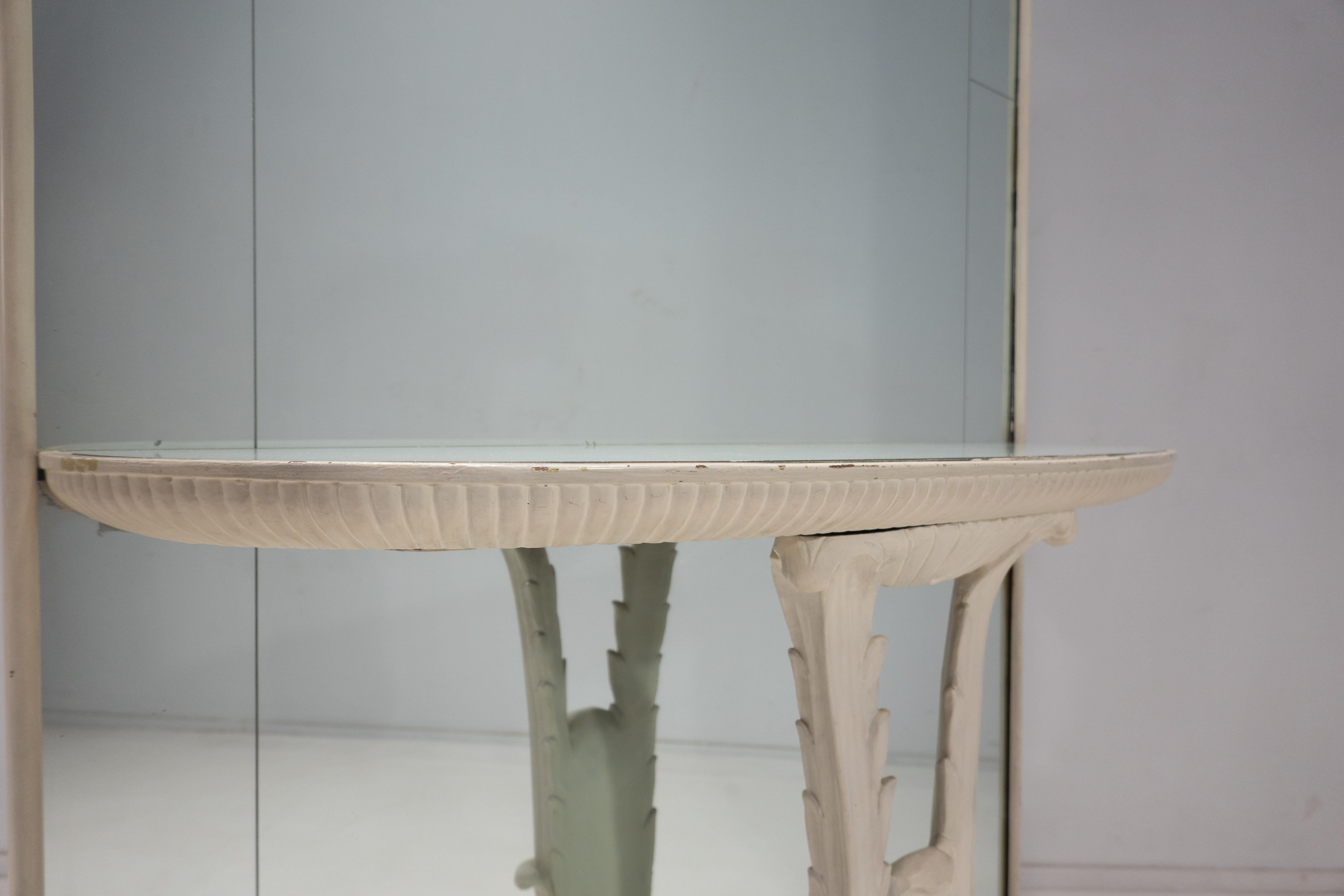 Miroir console italienne, bois et verre, style Borsani, années 1940 en vente 1