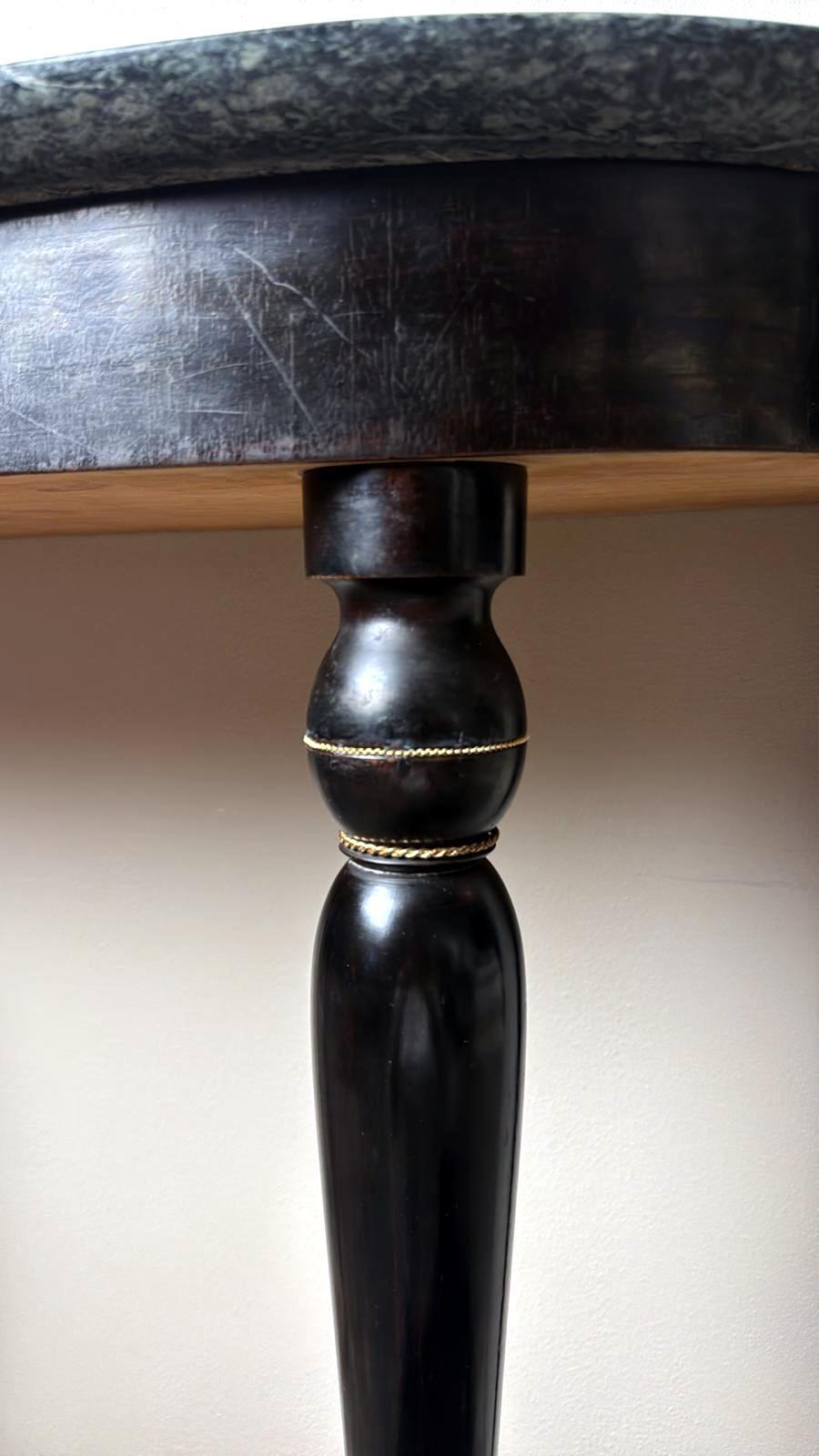 Italian Console Table 1950s In Ebonized Wood And Verde Alpi Marble For Sale 7