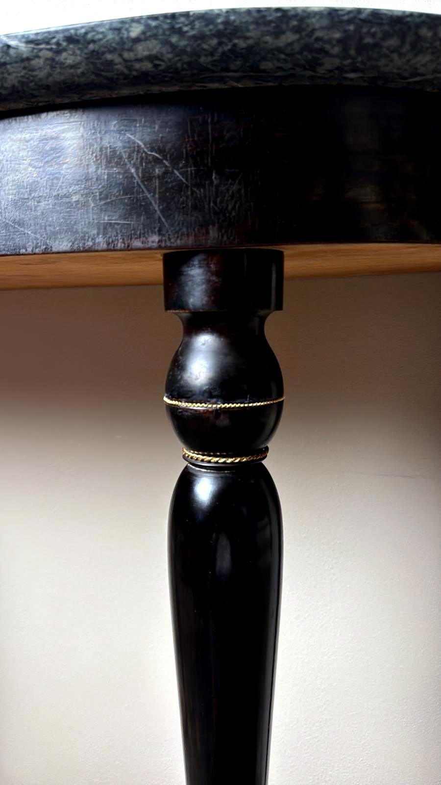 Italian Console Table 1950s In Ebonized Wood And Verde Alpi Marble For Sale 10