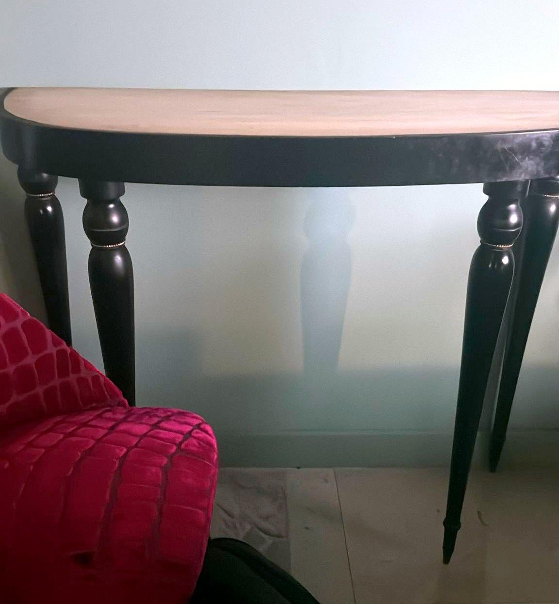 Italian Console Table 1950s In Ebonized Wood And Verde Alpi Marble For Sale 14