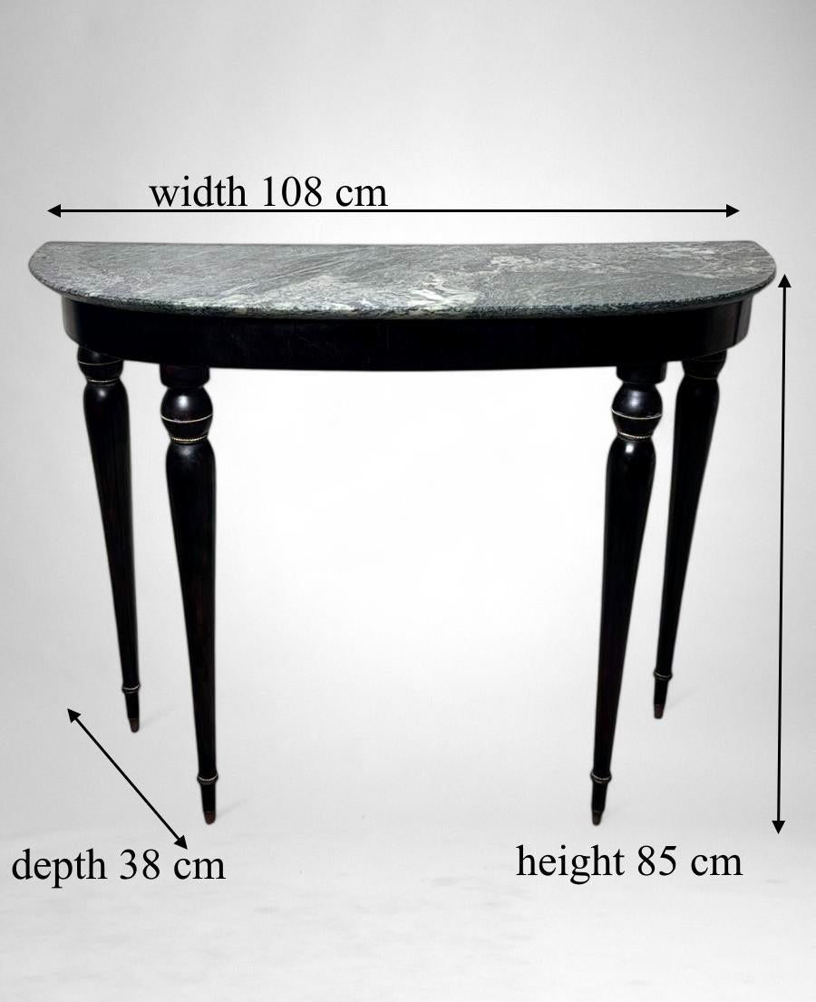 Italian Console Table 1950s In Ebonized Wood And Verde Alpi Marble For Sale 15