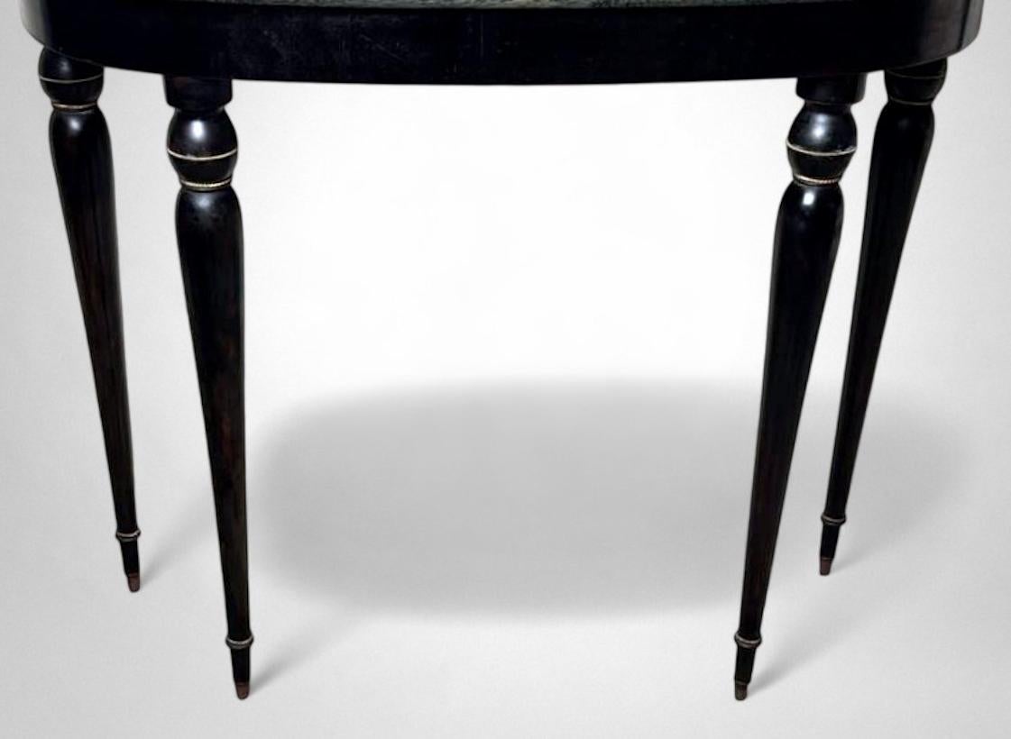 Italian Console Table 1950s In Ebonized Wood And Verde Alpi Marble For Sale 1