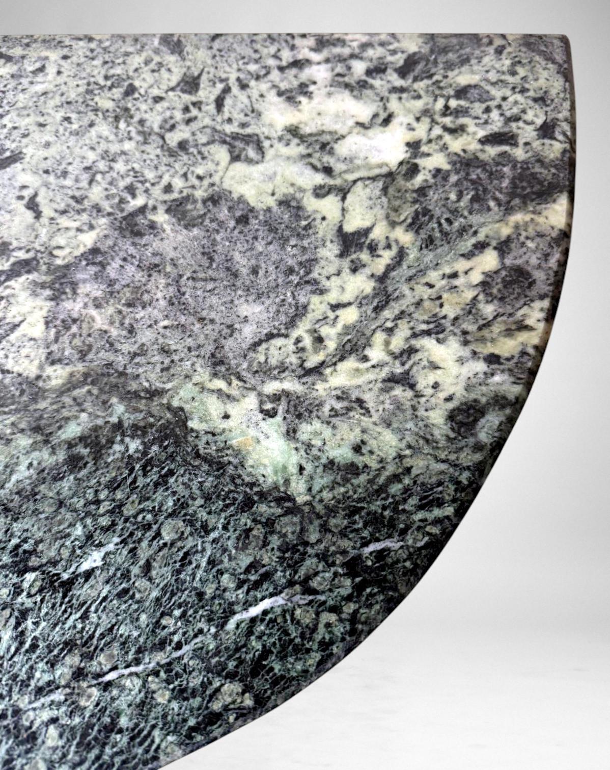 Italian Console Table 1950s In Ebonized Wood And Verde Alpi Marble For Sale 4