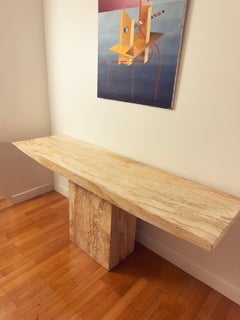 Italian Console Table, Travertine, Mid-Century Modern, 1970s Design
