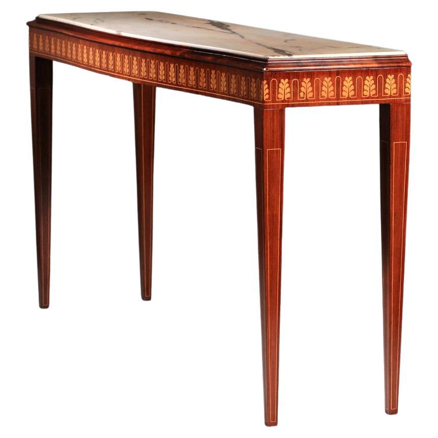 Italienischer Konsolentisch, Paolo Buffa zugeschrieben, Marmor und Intarsien