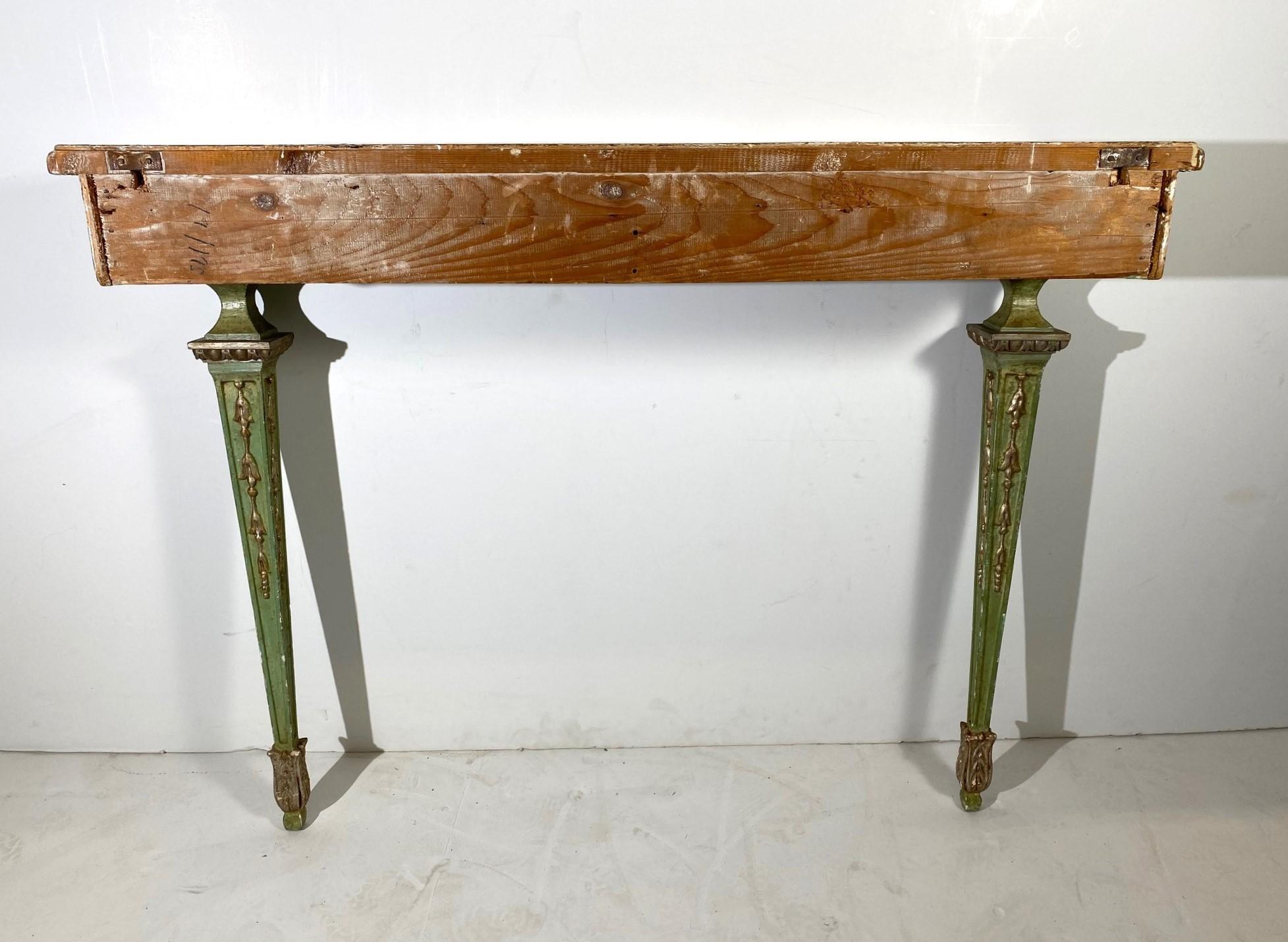 Italian hand-painted silver leaf console table.