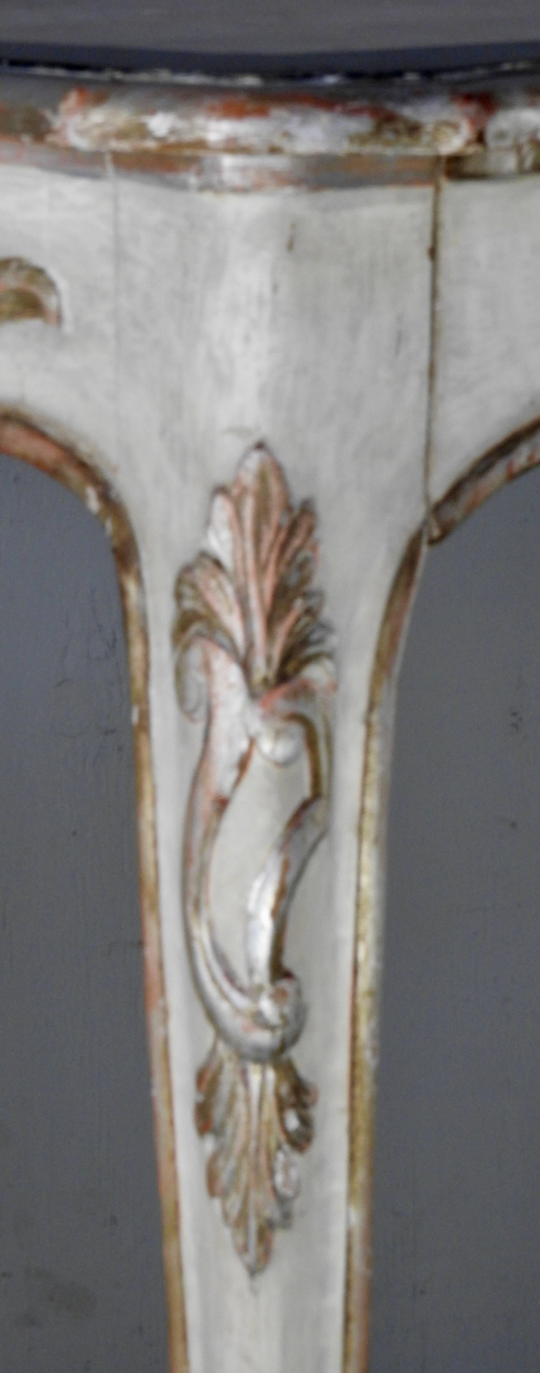Rococo Italian Console Table Hand Painted For Sale