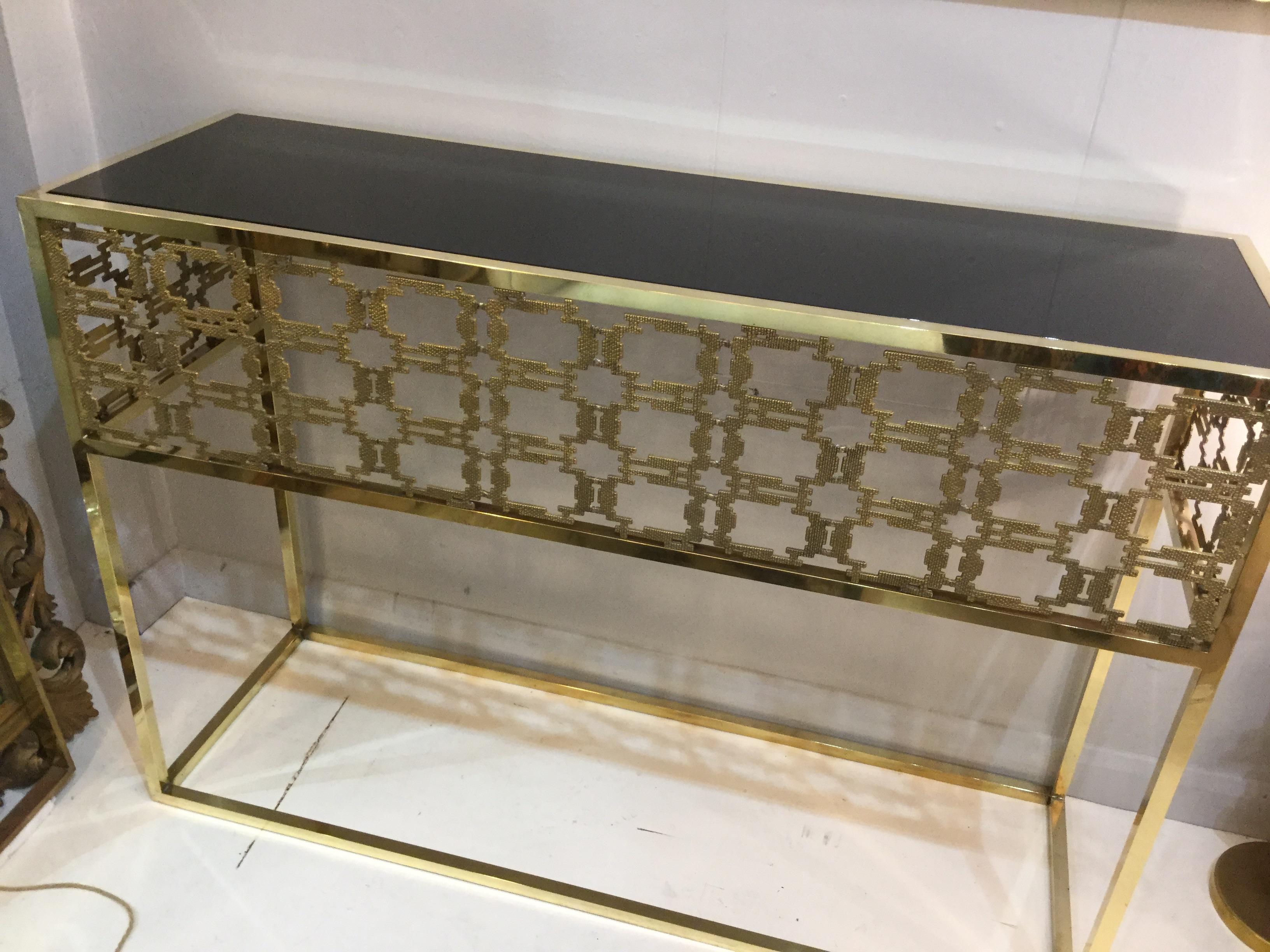 Modern Italian Console Table in Brass the Style of Frigerio For Sale