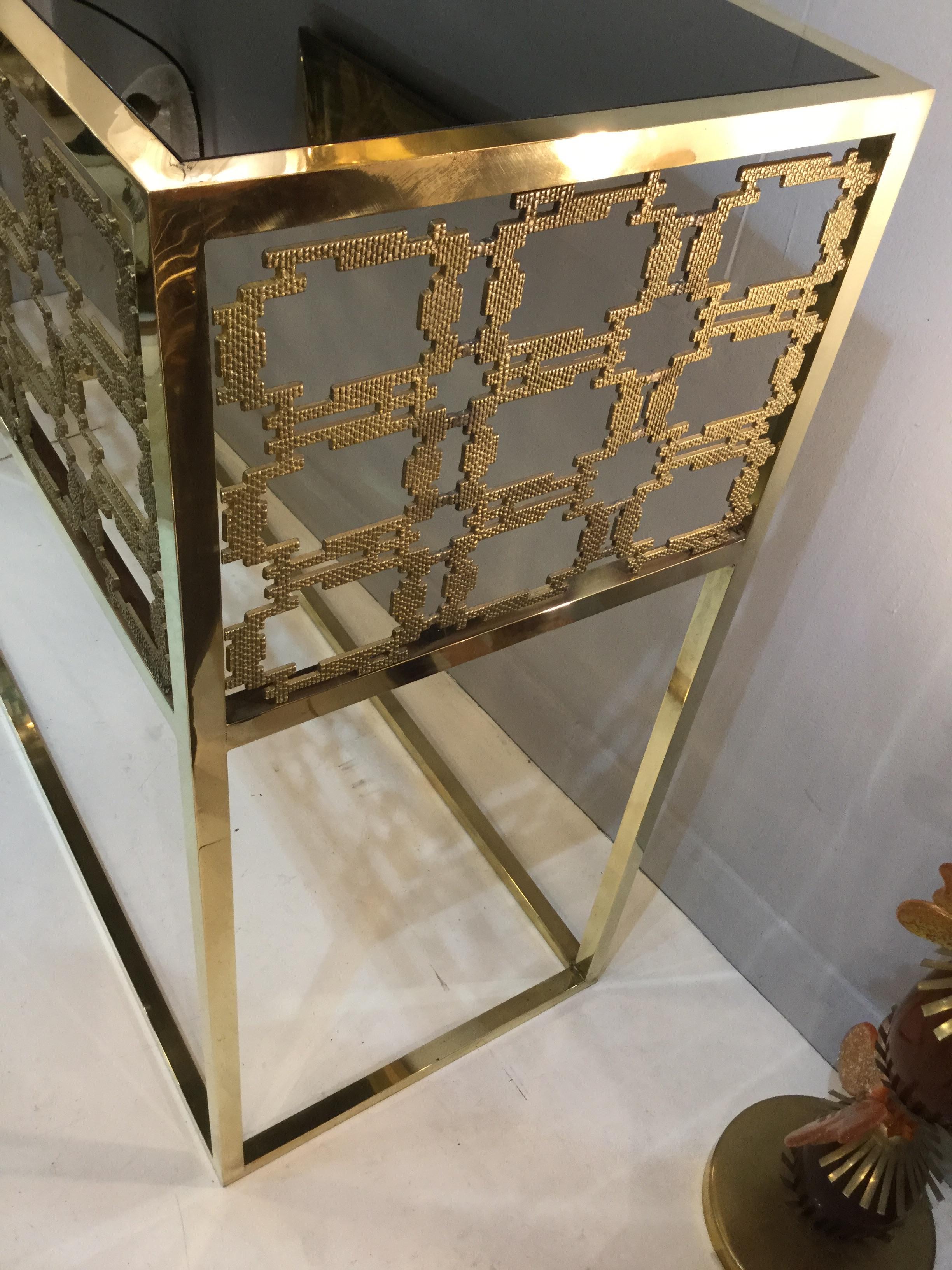 Italian Console Table in Brass the Style of Frigerio In Good Condition For Sale In London, GB